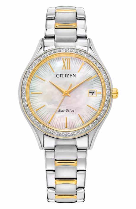 Citizen Crystal Two-Tone Eco-Drive Bracelet Watch, 34mm x 8.14mm