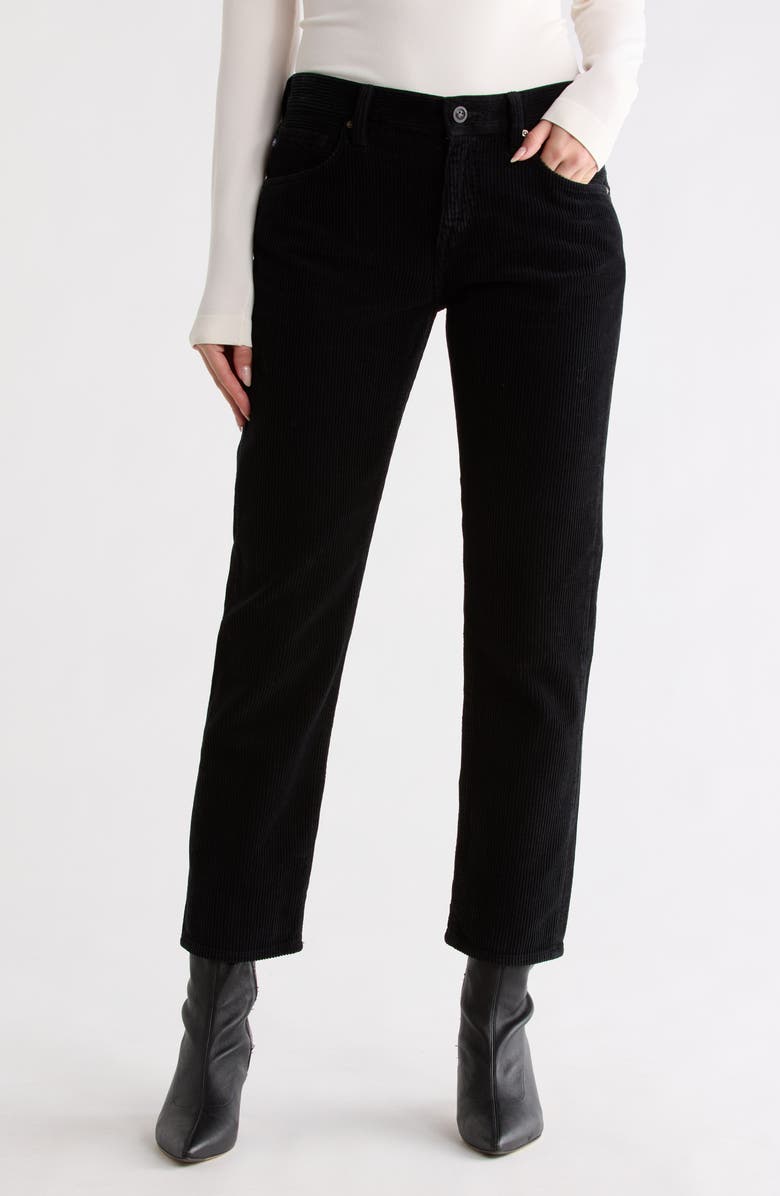 AG Ex-Boyfriend Mid Rise Slouchy Slim Corduroy Pants, Main, color, Super Black