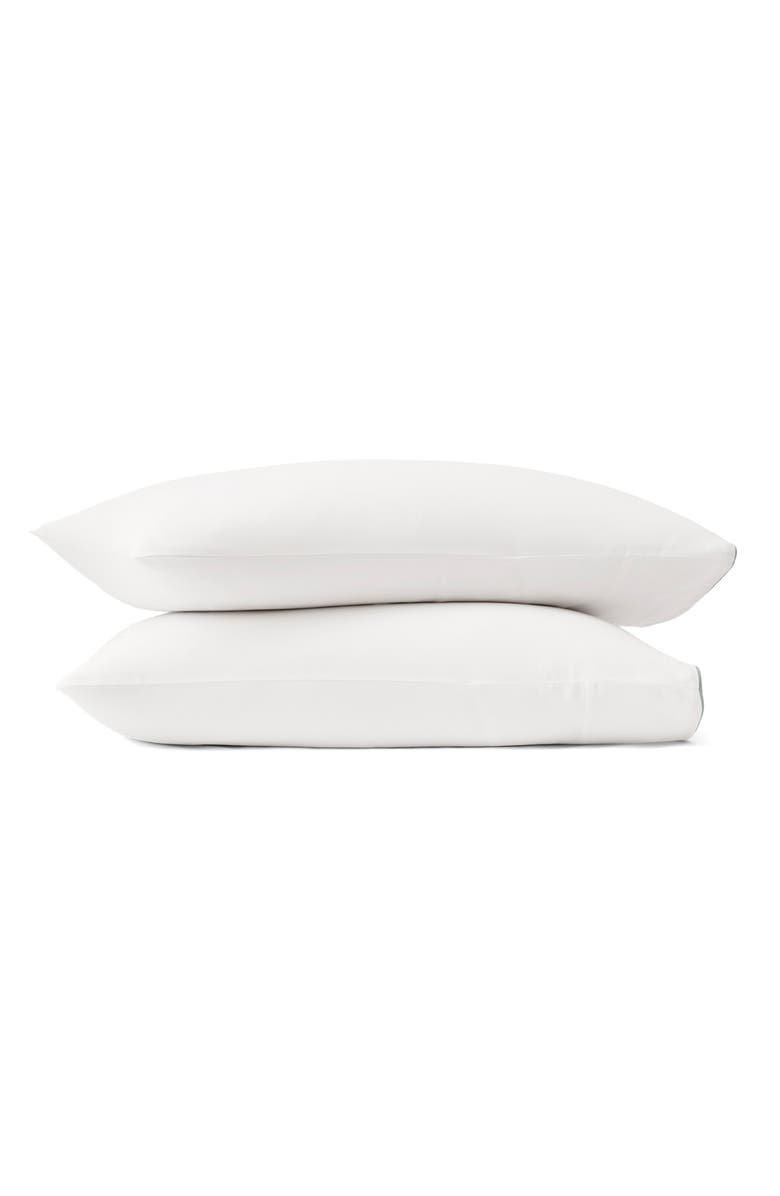 Boll & Branch Signature Set of 2 Piped Edge Pillowcases, Main, color, White/ Shore