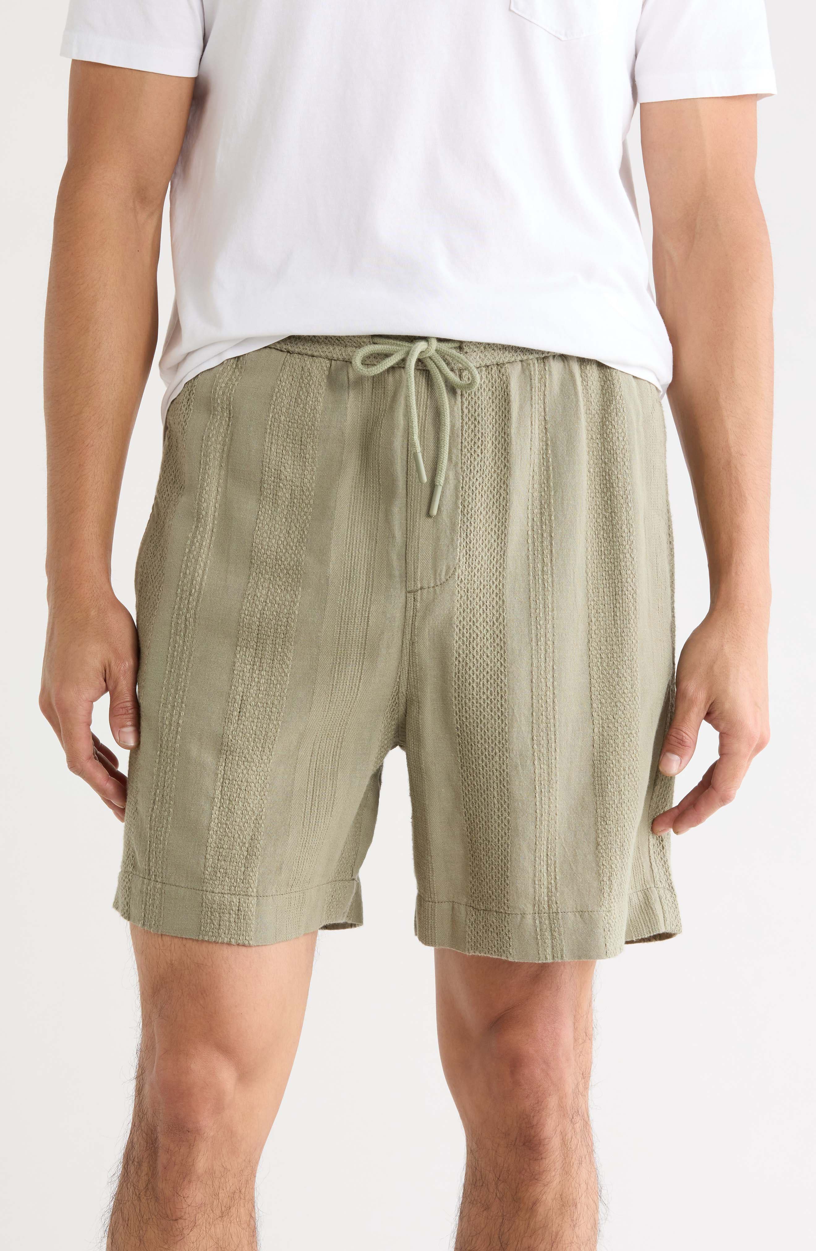 DENIM AND FLOWER Textured Drawstring Shorts