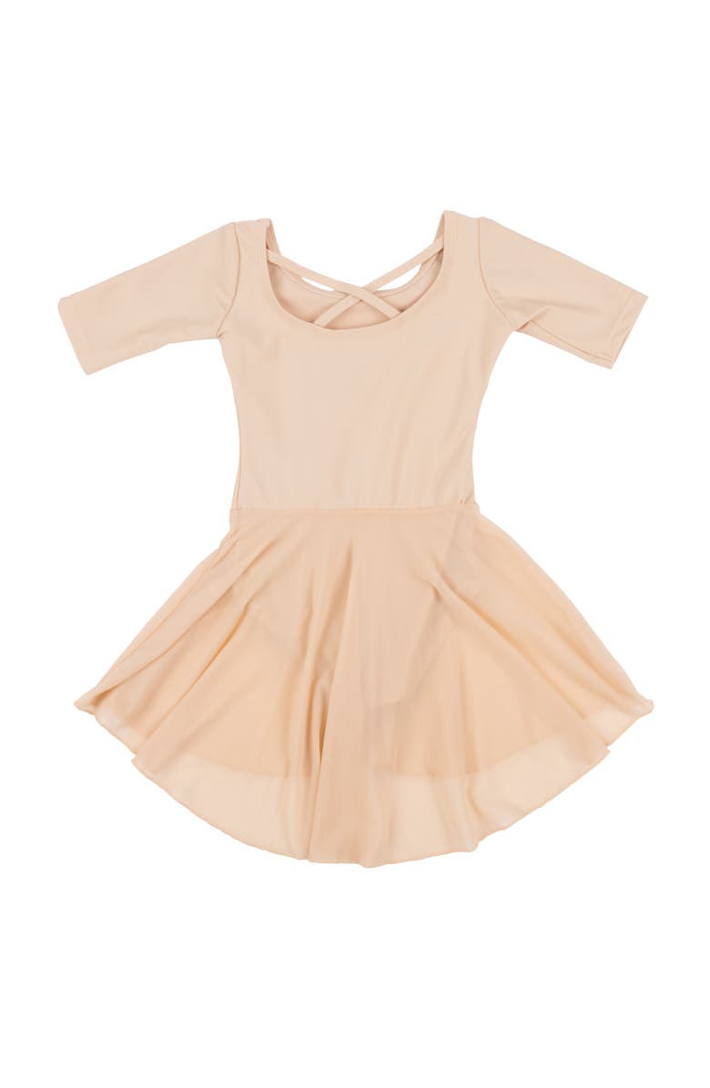 Leveret Girls Short Sleeve Skirted Leotard, Alternate, color, Beige