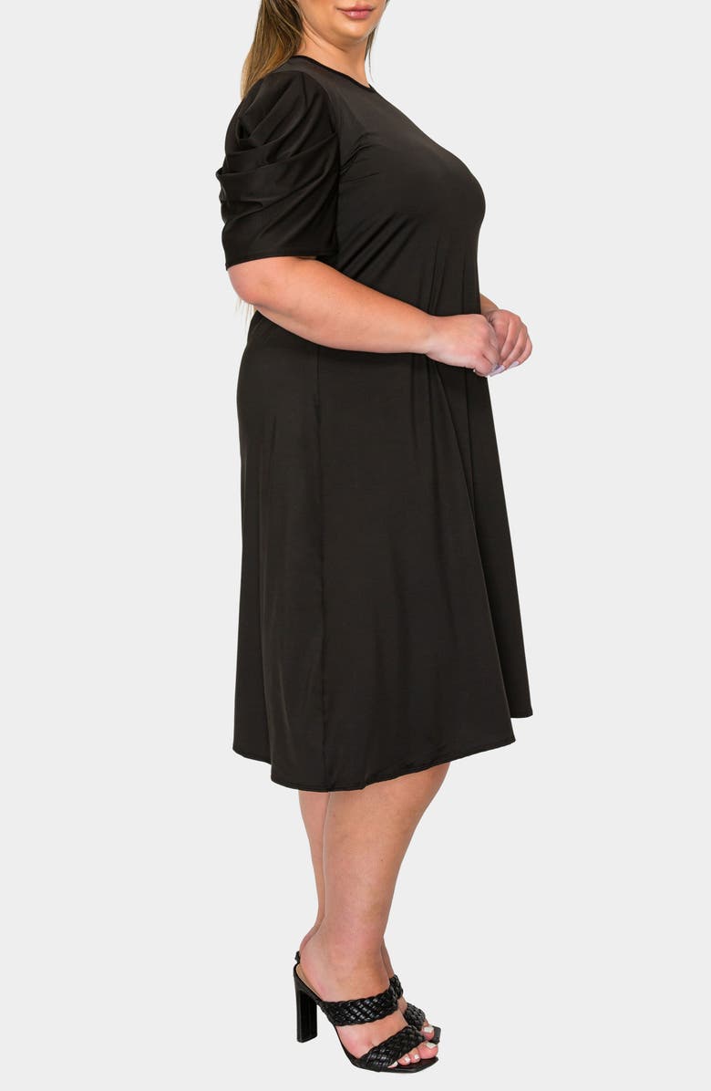 L I V D Aleyna Puff Sleeve A-Line Dress, Alternate, color, Black