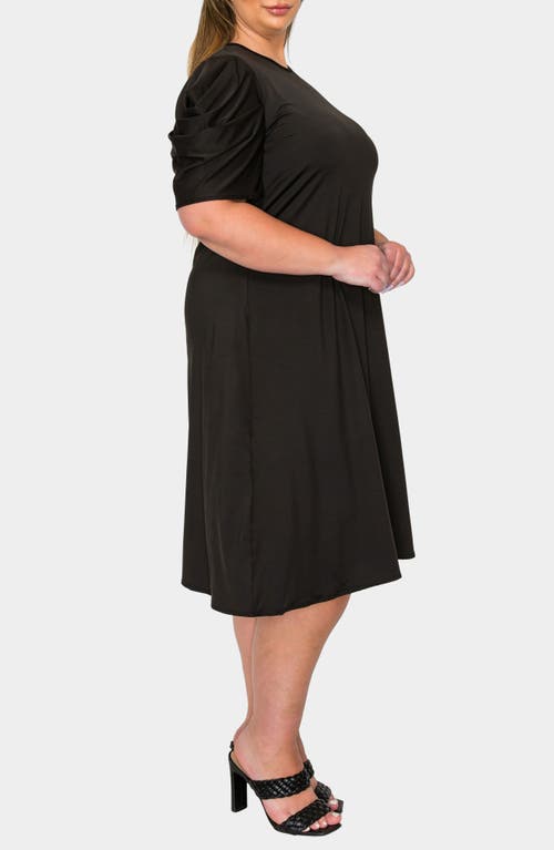L I V D Aleyna Puff Sleeve A-line Dress In Black