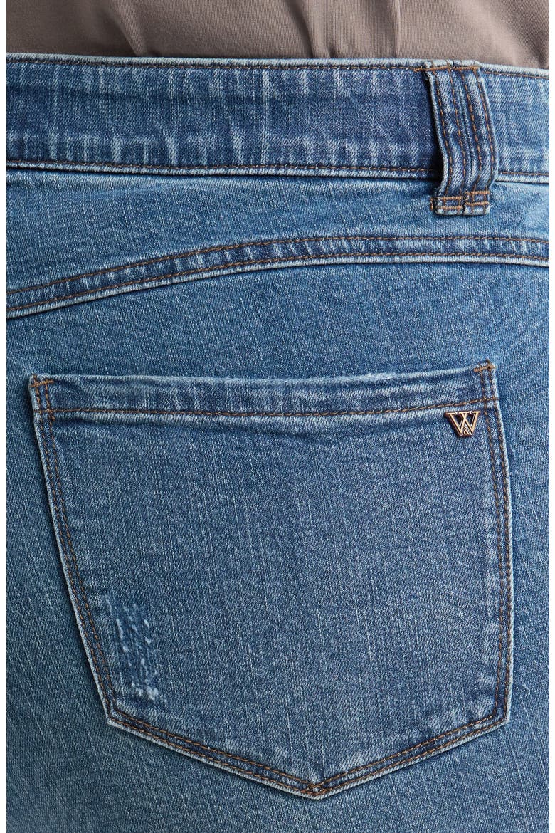 Frayed High Waist Ankle Slim Straight Leg Pants (Nordstrom Exclusive), Alternate, color, MID BLUE ARTISANAL