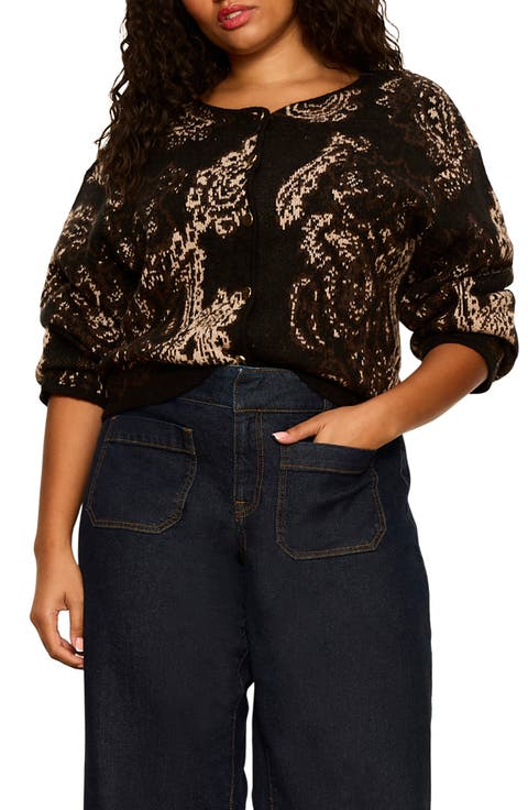 Paisley Jacquard Knit Cardigan