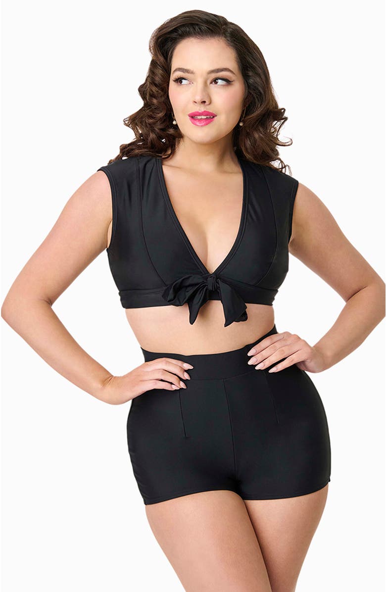 Unique Vintage Full Coverage Bow Swim Top, Main, color,