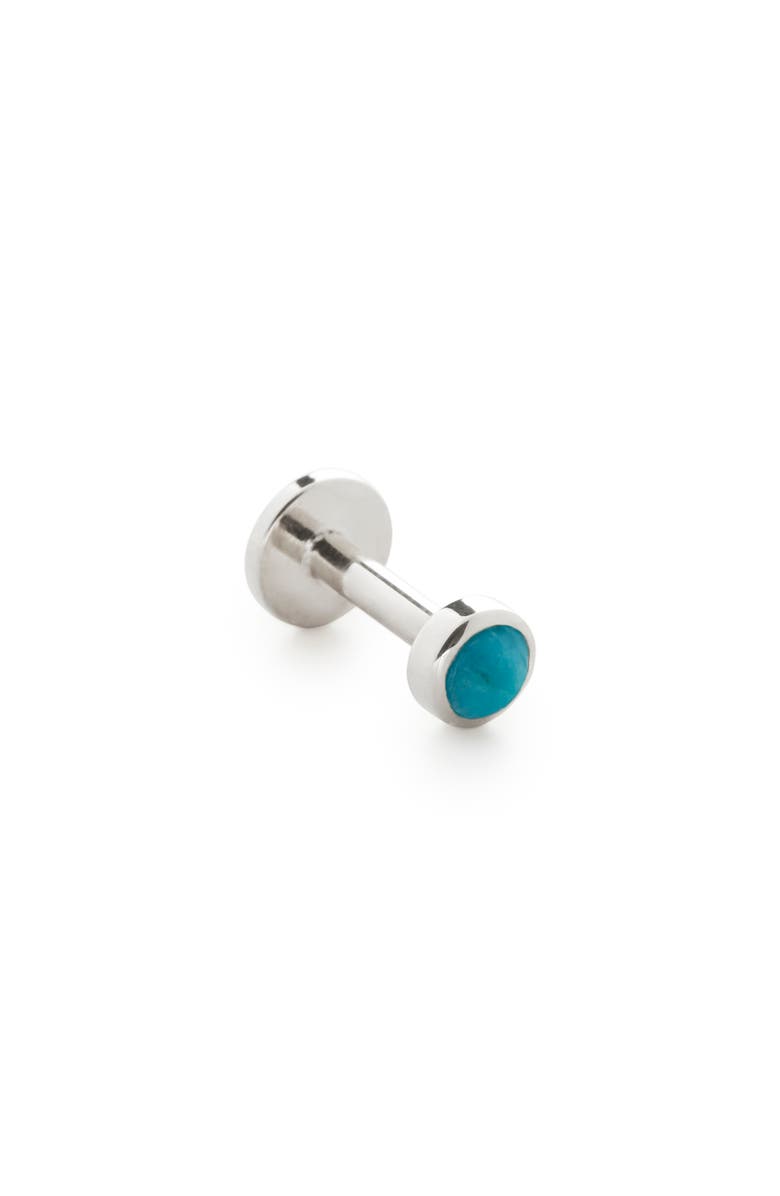 Monica Vinader Mini Turquoise Single Labret Stud, Main, color, White Gold
