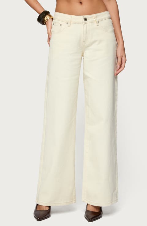 Roman Baggy Low Rise Wide Leg Jeans (Cream)