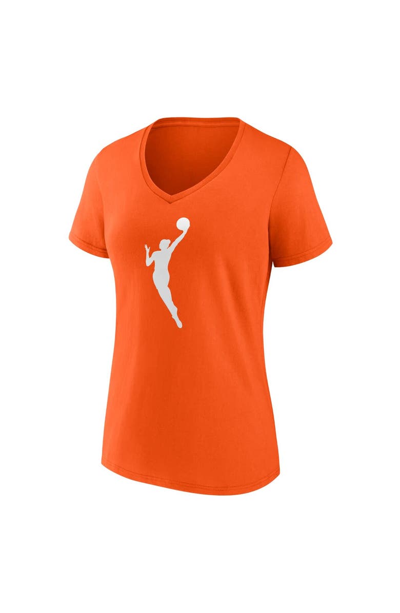 FANATICS Women's Fanatics Orange WNBA Logo V-Neck T-Shirt, Alternate, color, 