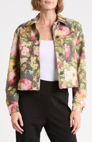 T Tahari Crop Faux Suede Jacket