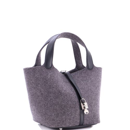 Pre-owned Hermes  Hermes Picotin Lock Bag Felt With Leather Mm In Gray