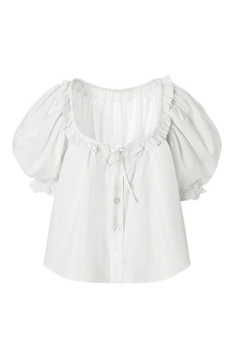 WeWoreWhat Puff Sleeve Button Up Top, Alternate, color, 