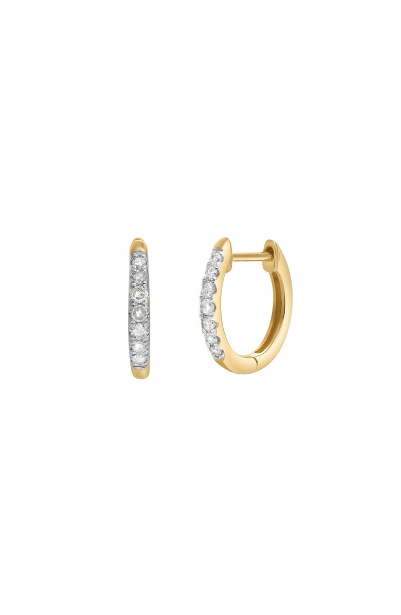 LuvMyJewelry Elina 14K Gold Diamond Huggie Hoop Earrings - 0.12 ct, Alternate, color, 14K Yellow Gold