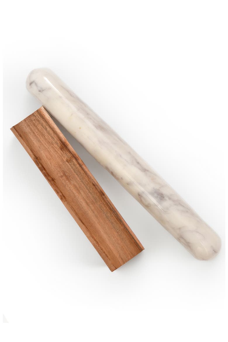 Marble Rolling Pin & Wood Base, Alternate, color, White