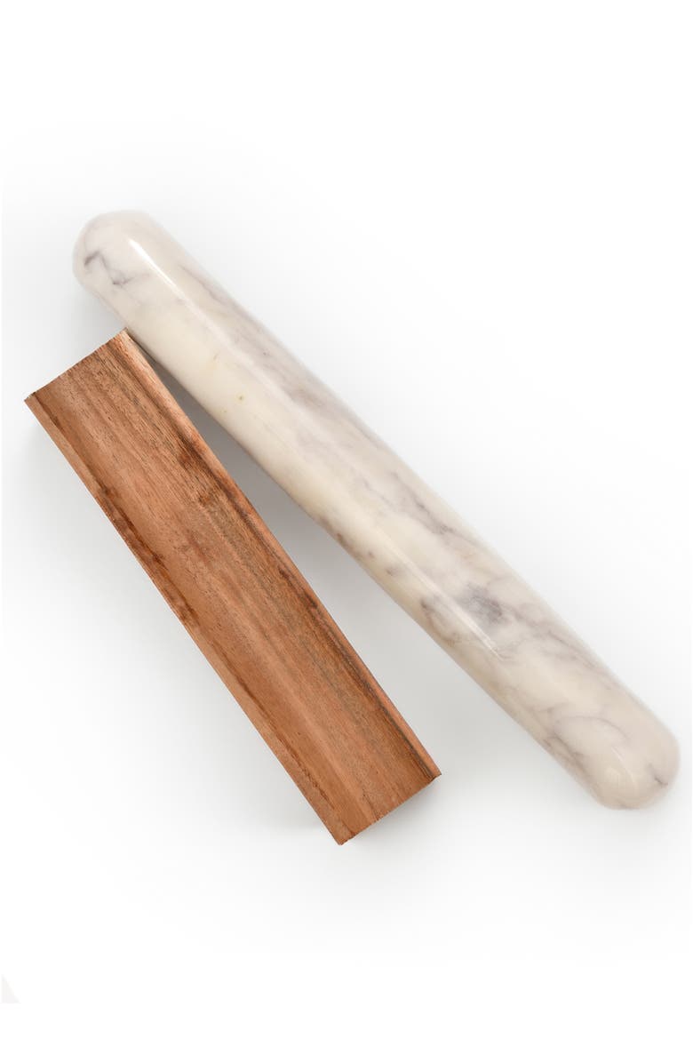 Verve Culture Marble Rolling Pin & Wood Base, Alternate, color, White
