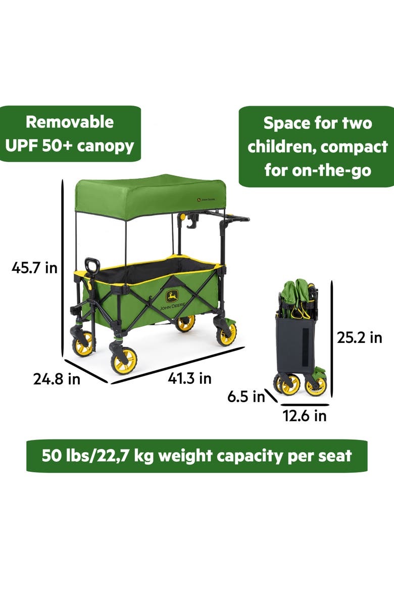 John Deere Pop 'N Ride Wagon with Sun Canopy, Alternate, color, GREEN