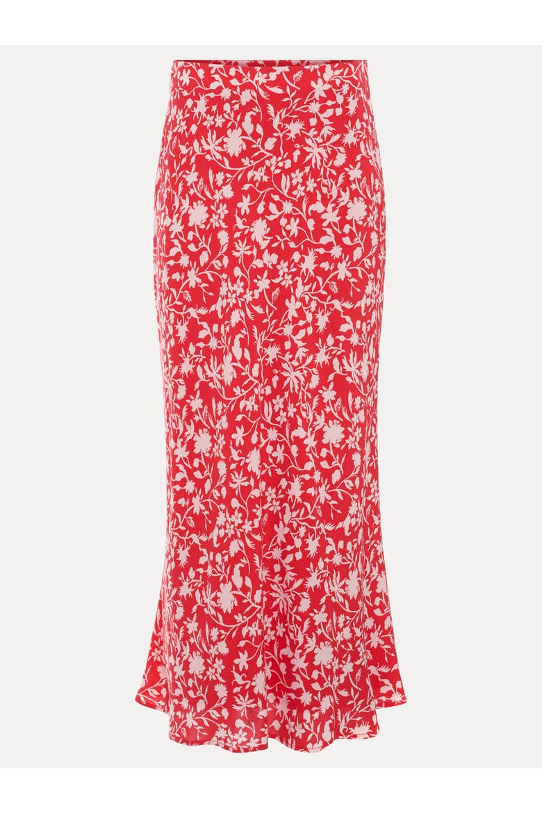 Floral Midi Skirt, Alternate, color, Red