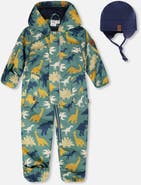 Deux par Deux Mid-Season Printed One-Piece Outerwear with Hat