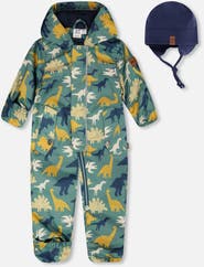 Deux par Deux Mid-Season Printed One-Piece Outerwear with Hat