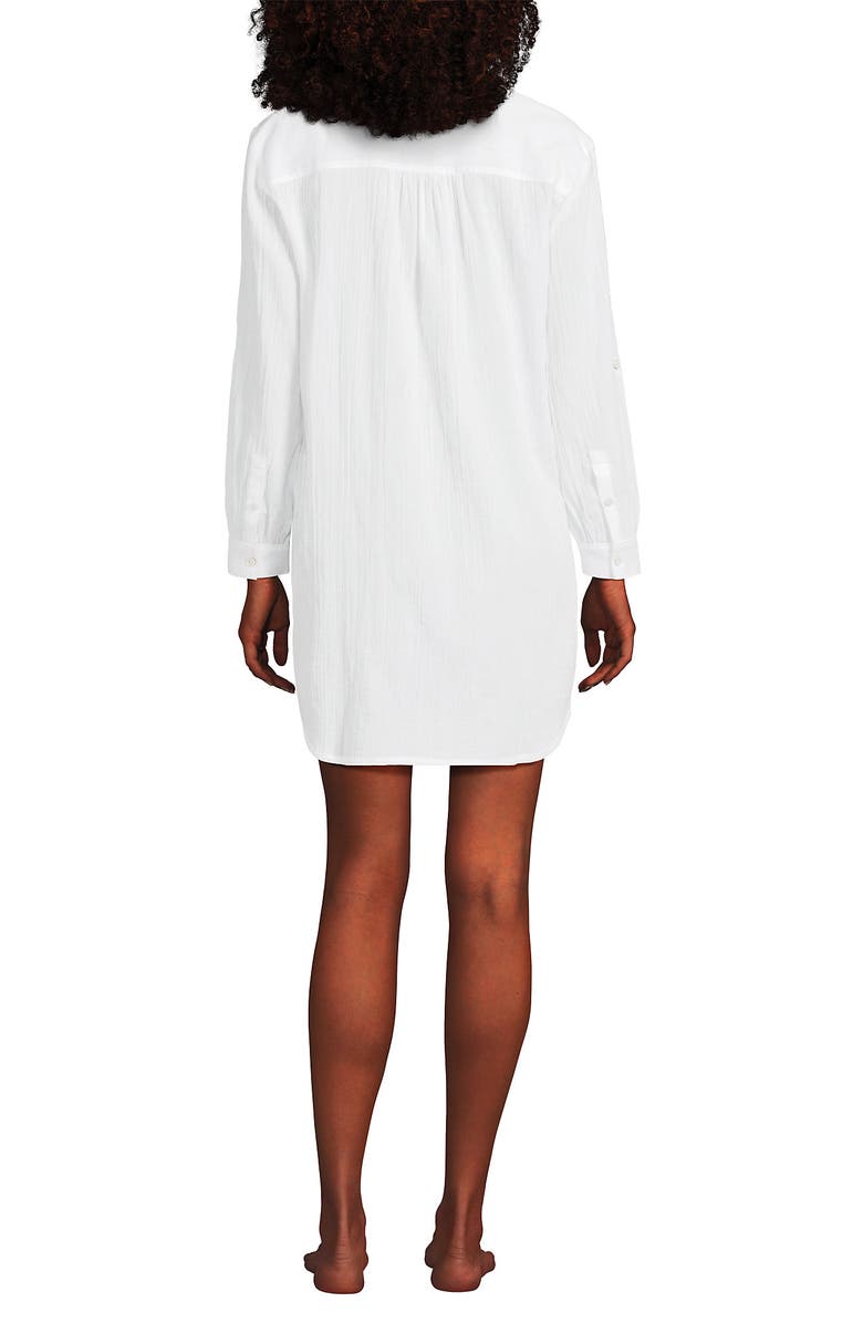 Lands' End New Button-Up Shirt Cover-Up Dress, Alternate, color, White