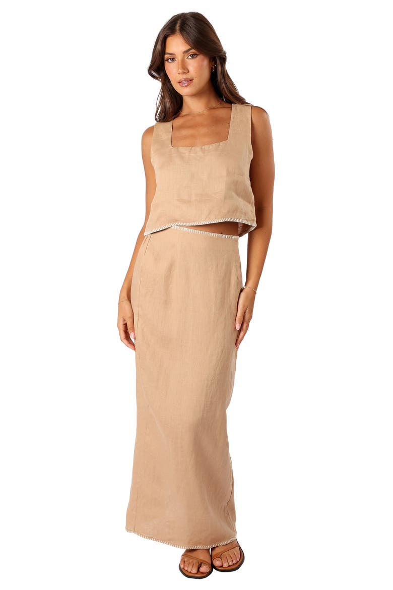 Odette Square Neck Sleeveless Linen Top, Alternate, color, CAMEL