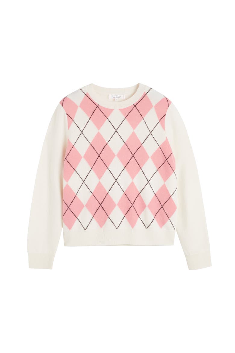 Wool-Cashmere Diamond Sweater, Alternate, color, Salmon