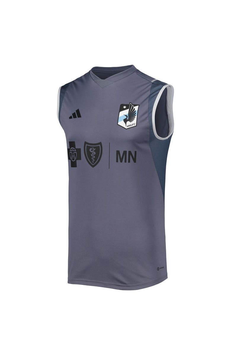 adidas Men's adidas Gray Minnesota United FC 2023 On-Field Sleeveless Training Jersey, Alternate, color, 