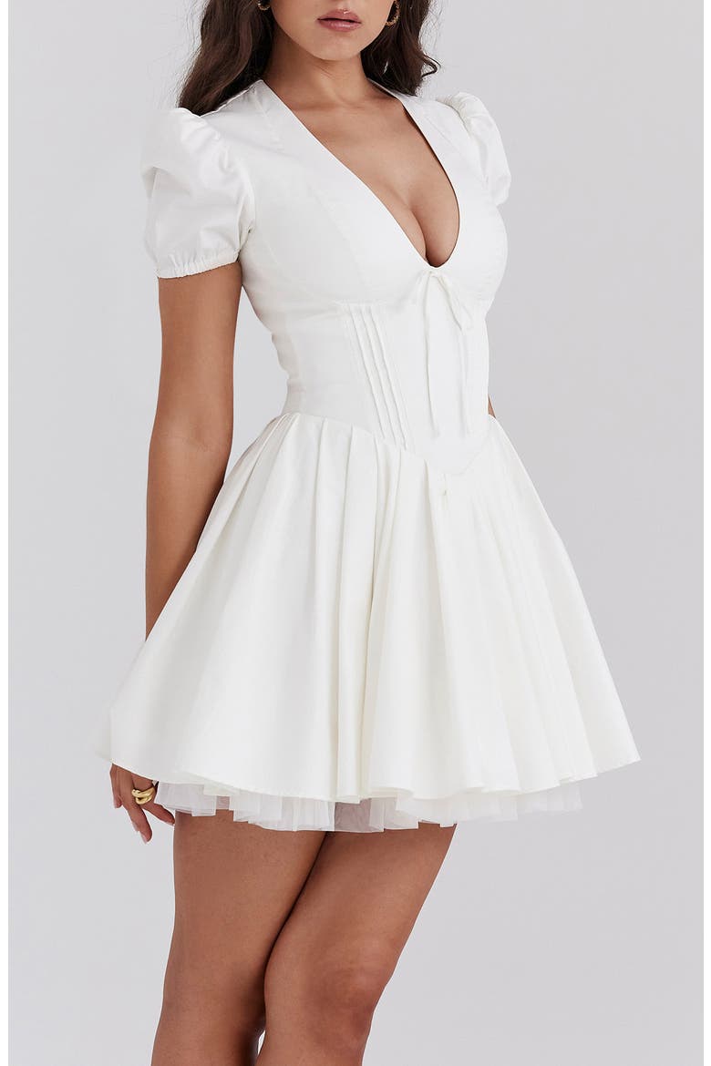 Imani Pleated Minidress, Alternate, color, WHITE