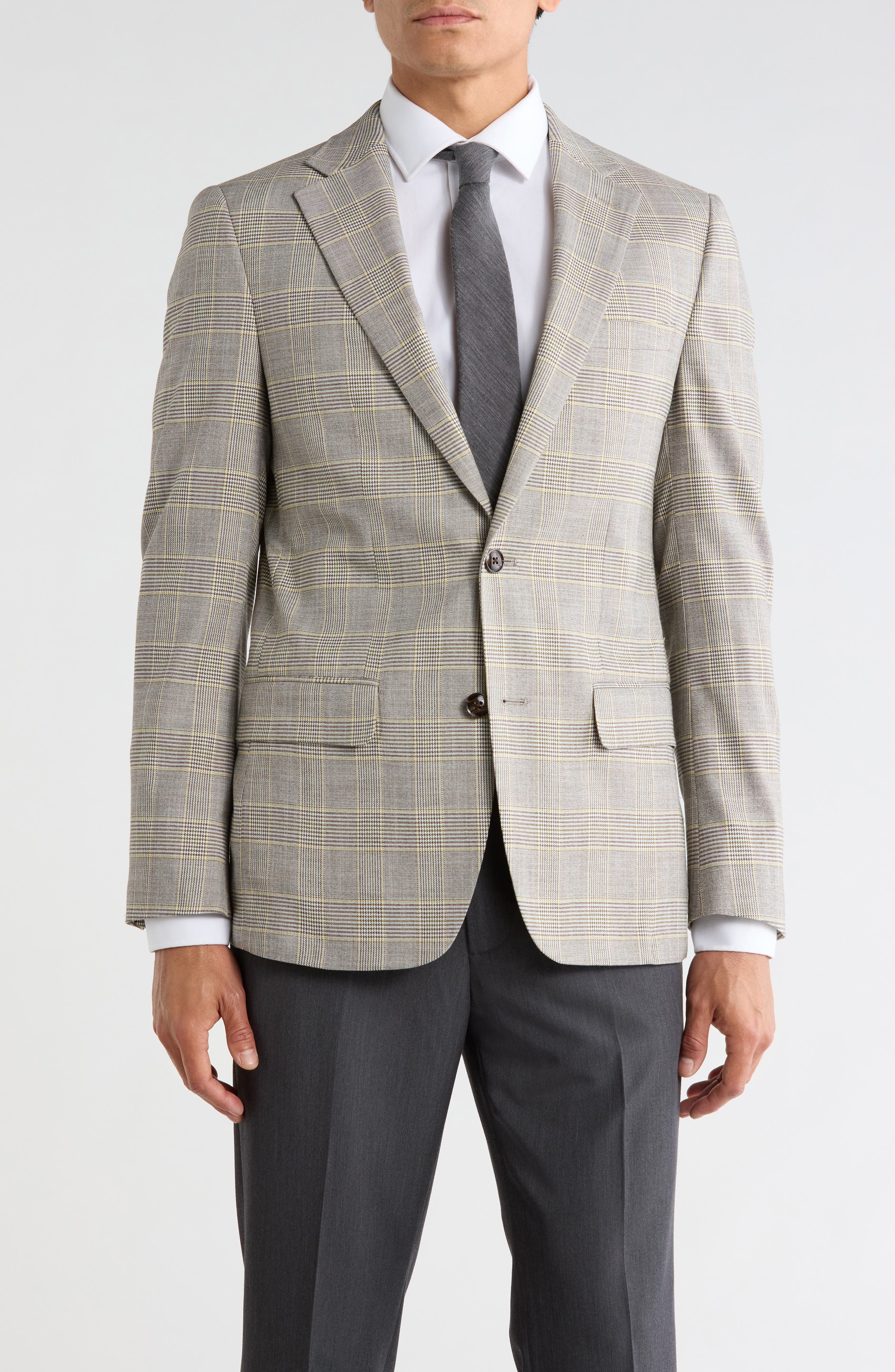 Plaid Two-Button Sport Coat