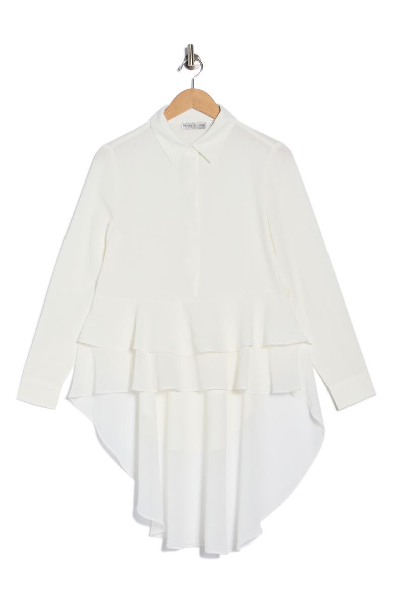 PATRIZIA LUCA Layered High-Low Button-Down Shirt, Alternate, color, Off White