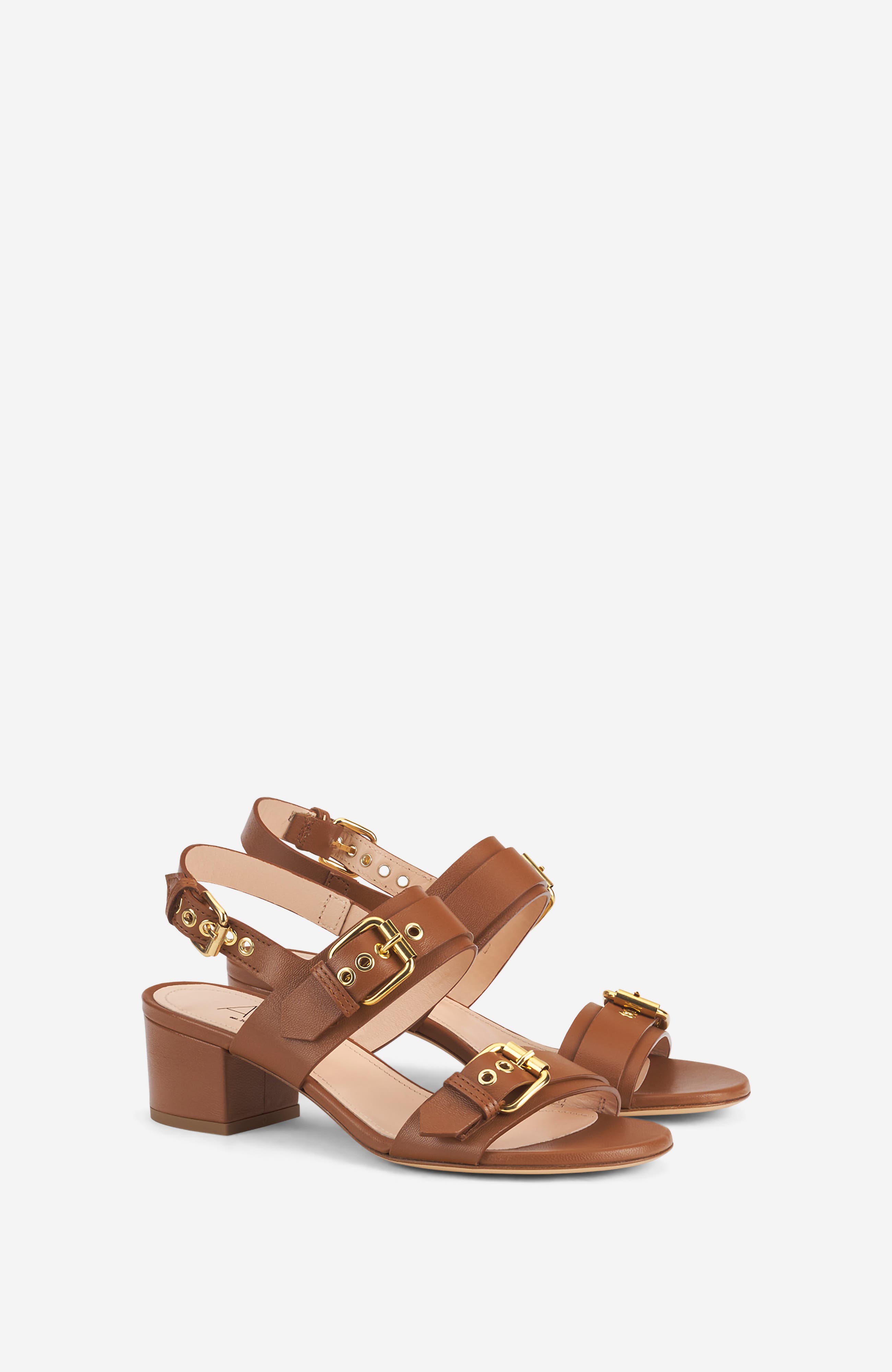 AGL Lala Straps Sandal with Buckles, Alternate, color, Brandy Nappa