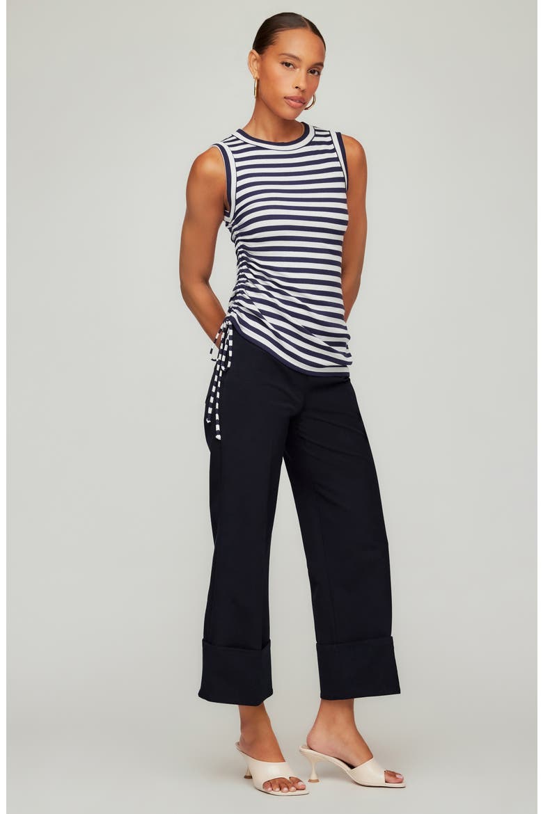 Tia Stripe Ruched Rib Tank, Alternate, color, NAVY W/ WHITE