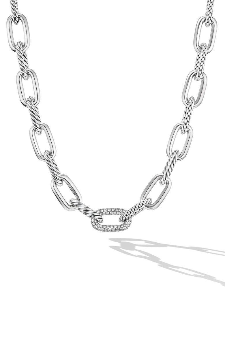 David Yurman DY Madison Pavé Diamond Link Necklace, Main, color,
