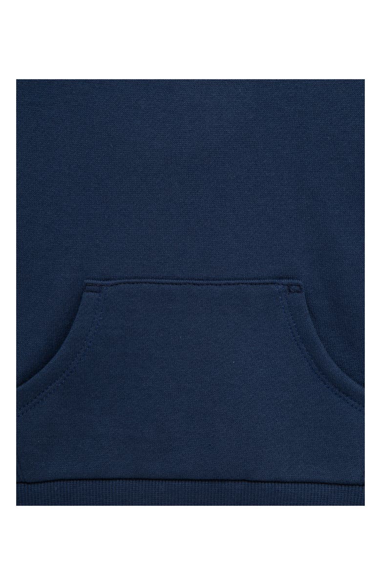 Little Me Stripe Sleeve Pullover Hoodie & Pants Set, Alternate, color, Navy