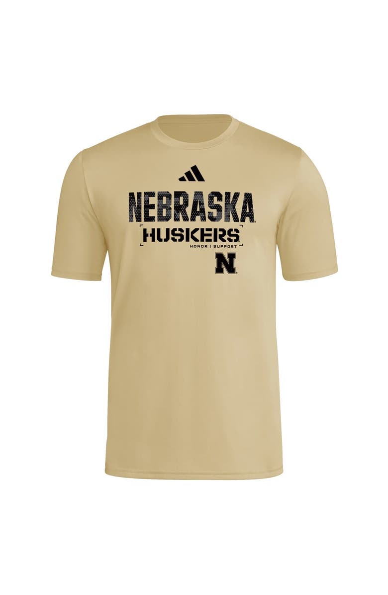 adidas Men's adidas  Natural Nebraska Huskers 2025 Military Appreciation Pre-Game AEROREADY T-Shirt, Alternate, color, Natural