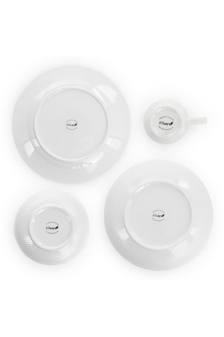 Maisy 18 Piece Round Porcelain Dinnerware Set, Alternate, color, White