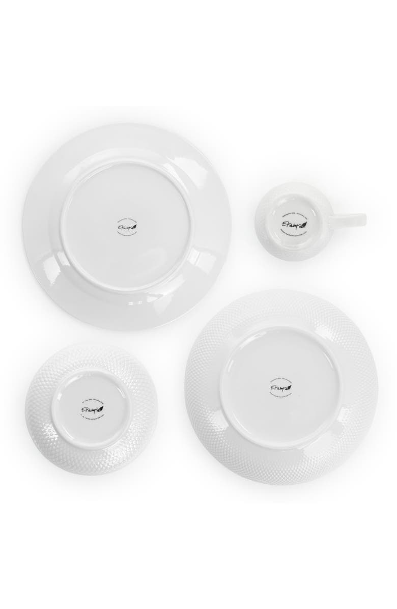 Elama Maisy 18 Piece Round Porcelain Dinnerware Set, Alternate, color, White