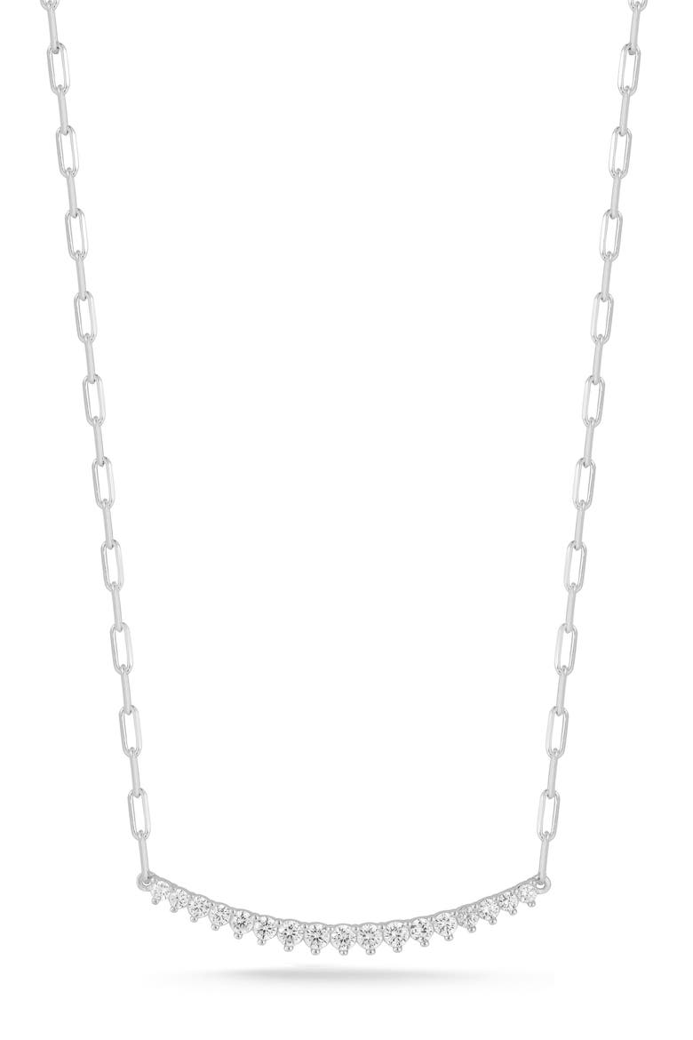 Cubic Zirconia Bar Necklace, Main, color, SILVER
