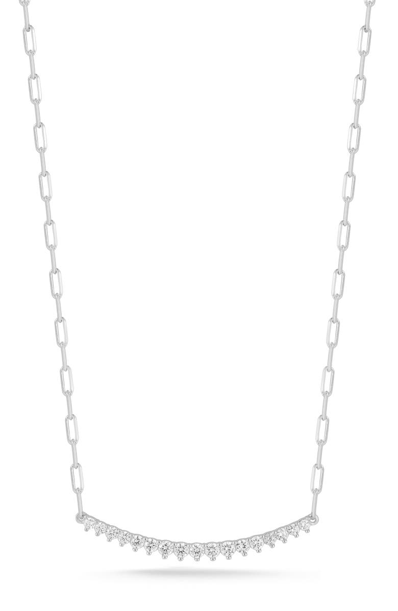 CHLOE AND MADISON Cubic Zirconia Bar Necklace, Main, color, Silver