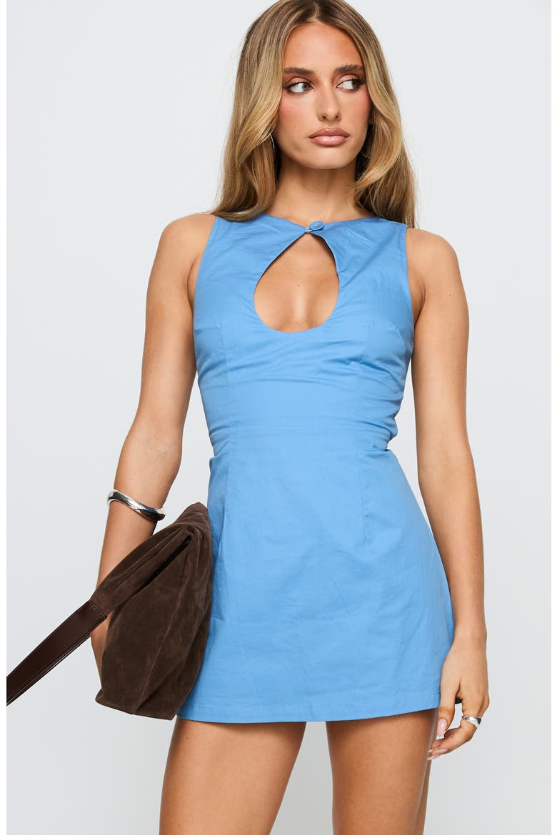 Etiquette Cutout Organic Cotton Skirted Romper, Alternate, color, BLUE