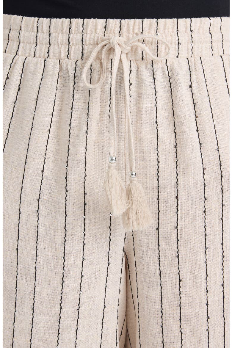 Sequin Bermuda Shorts, Alternate, color, NATURAL/ BLACK STRIPE