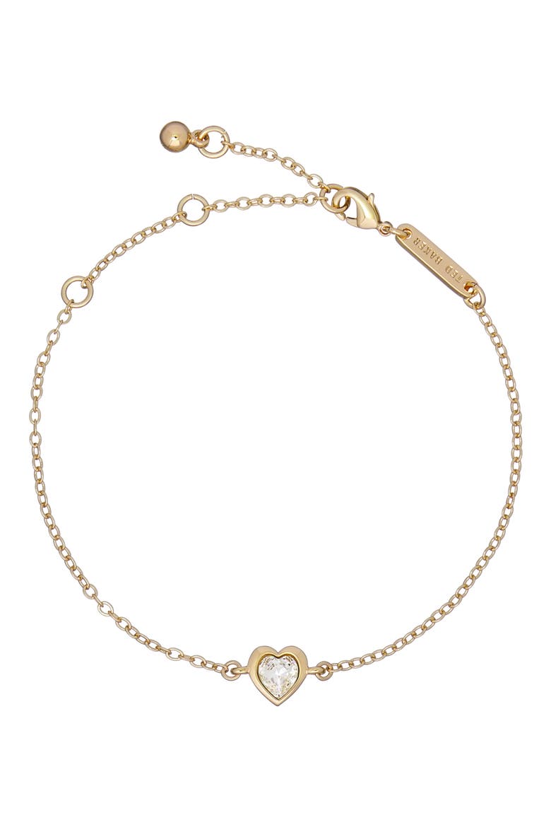 Hansa Crystal Heart Bracelet, Main, color, GOLD TONECLEAR CRYSTAL