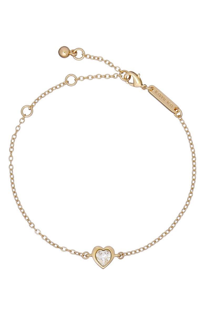 Ted Baker London Hansa Crystal Heart Bracelet, Main, color, Gold Toneclear Crystal