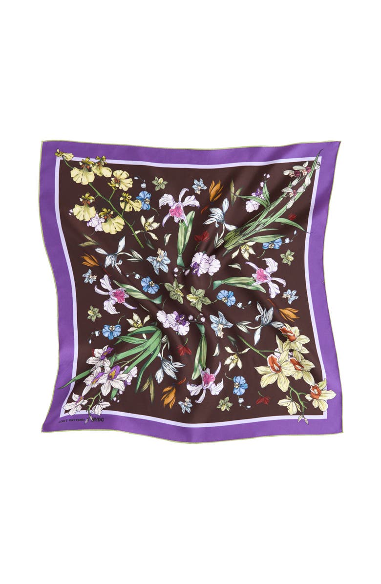 Lost Pattern X NYBG "Orchid Symphony" Silk Bandana Scarf, Alternate, color, Purple