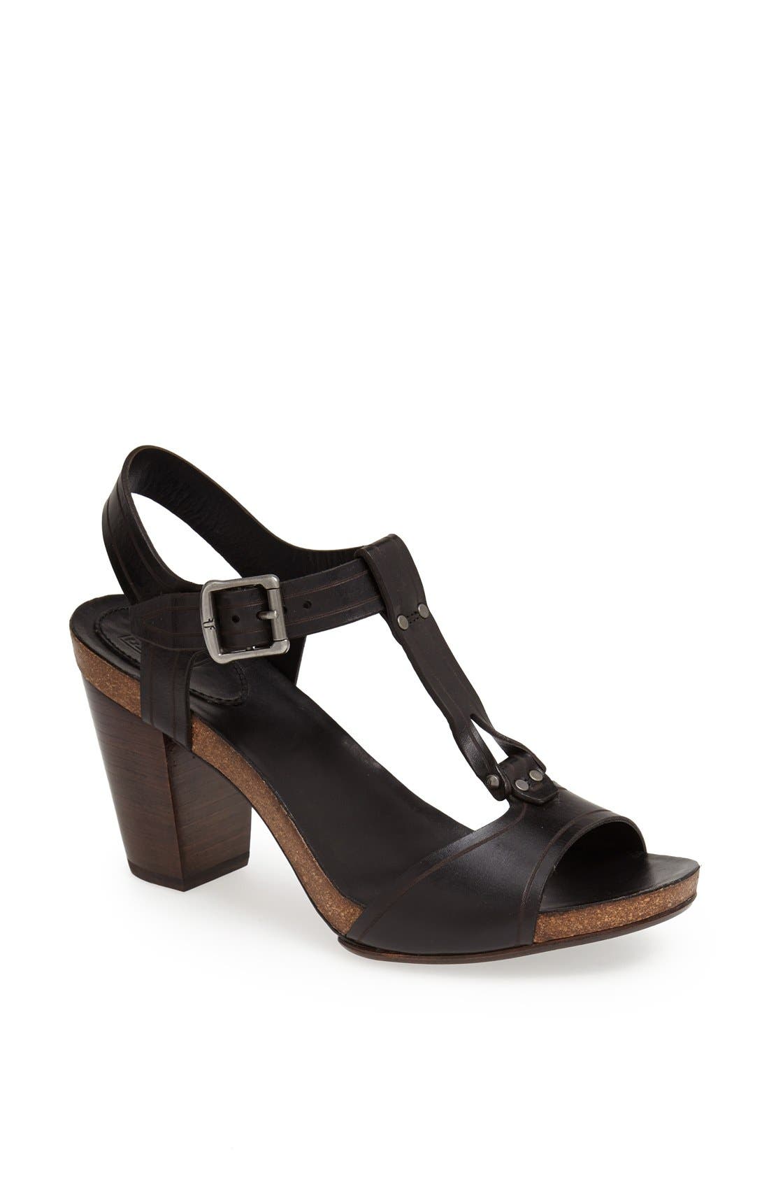 'Silvie' Y-Strap Leather Sandal, Main, color, BLACK