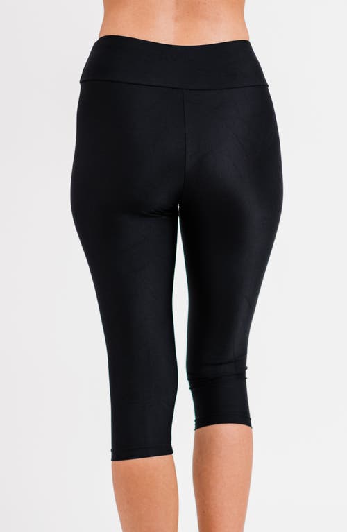 Calypsa Capri Swim Leggings In Black
