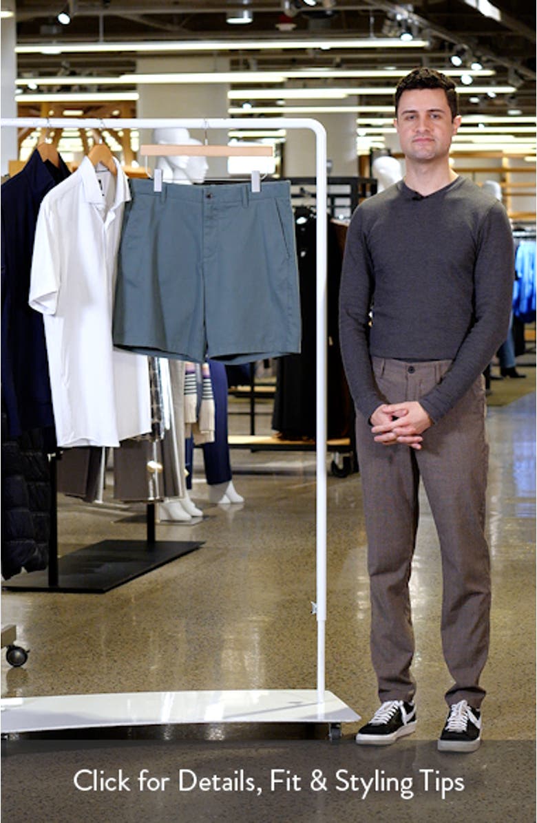 Heron Flat Front Cotton Stretch Twill Chino Shorts, sales video thumbnail