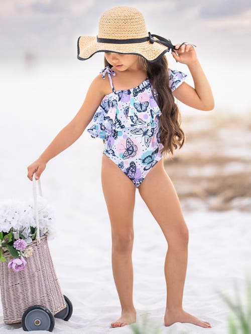 MIA BELLE GIRLS MIA BELLE GIRLS GIRLS BUTTERFLY DREAMS RUFFLE ONE-PIECE SWIMSUIT