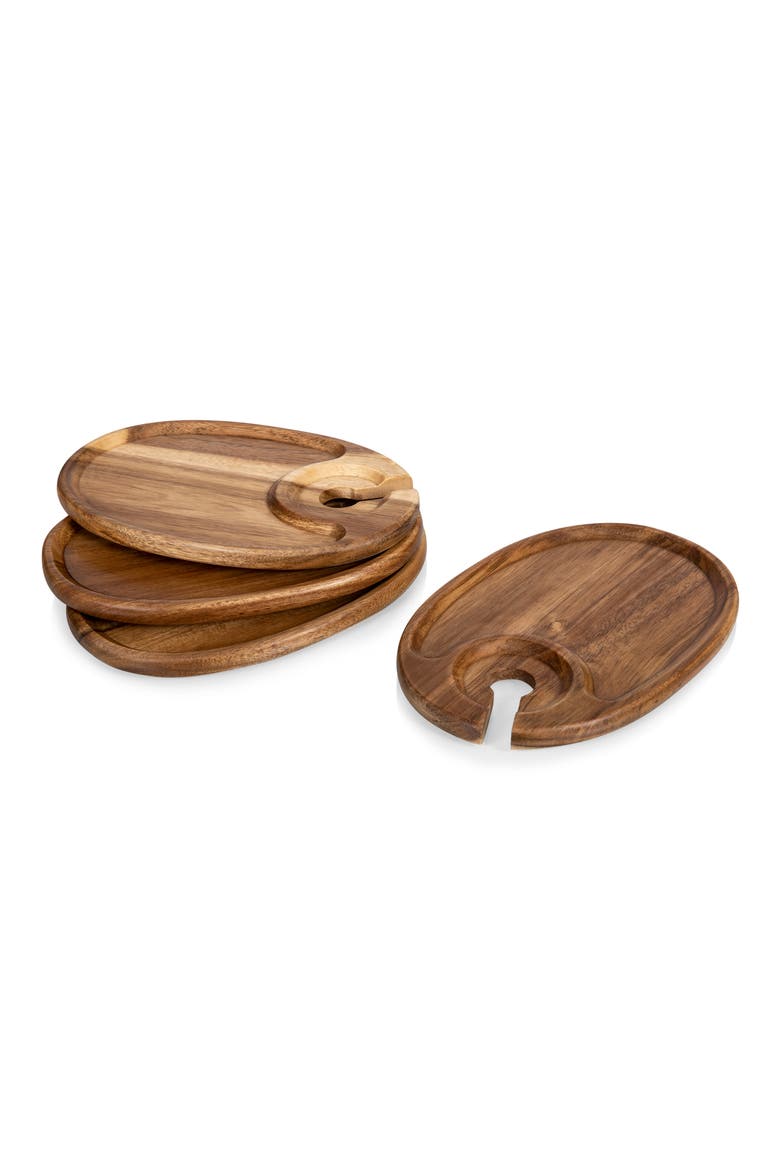 Set of 4 Appetizer Plates, Main, color, BROWN