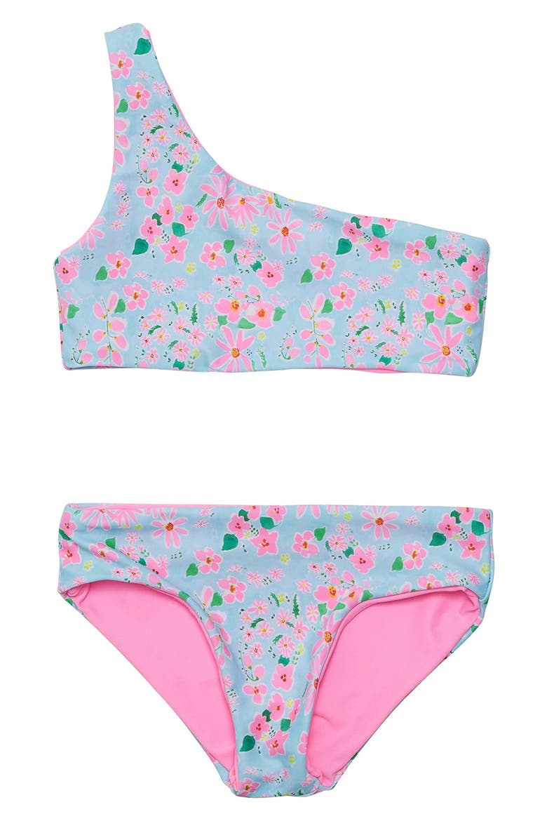 Kids' Daisy Chain Reversible Two-Piece Swimsuit, Main, color, BLUE